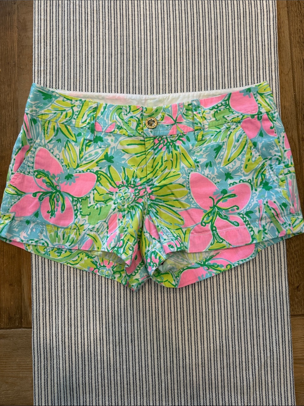 Lilly Pulitzer Pink Green Blue Floral Cotton Shorts